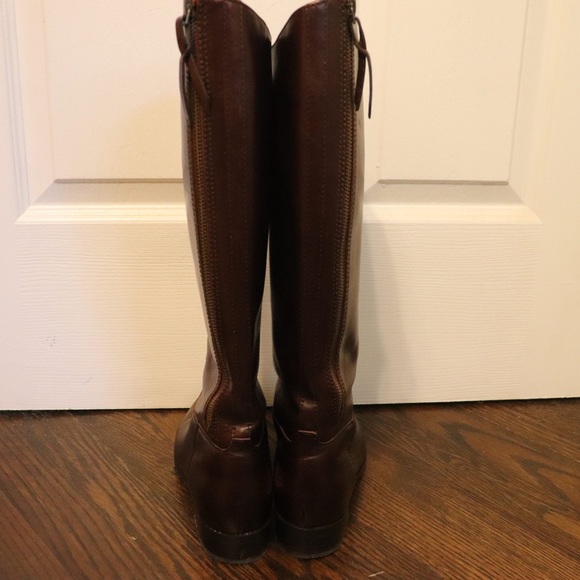 Cole Hann Brown Leather Knee High Round Toe Back Zip Up Arlington Riding Boots - Picture 4 of 7